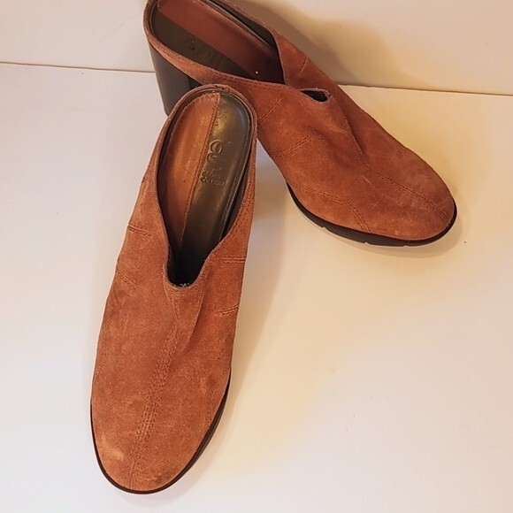 Cole Haan G Series Nike Air Lt Brown Suede Mules - Picture 2 of 6